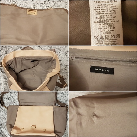 New Look UK Stone & Pink Colour Block Satchel - Picture 4 of 5